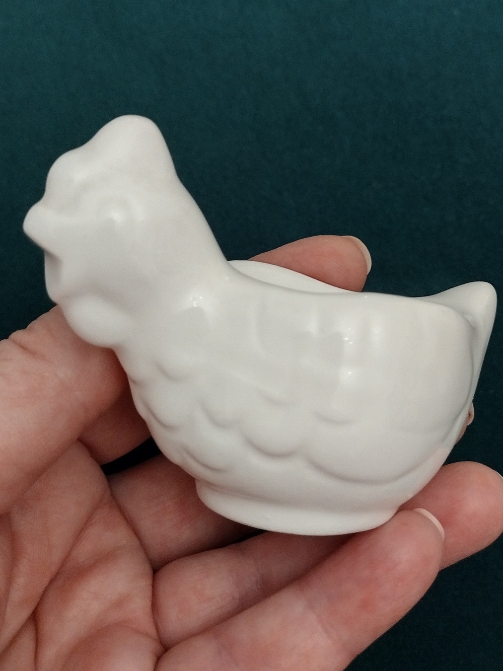 Vintage Japan White Ceramic Chicken Egg Cup / Holder